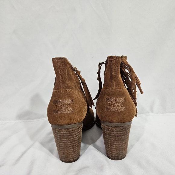 Toms fringed peep toe booties women's size 7 - Picture 4 of 12